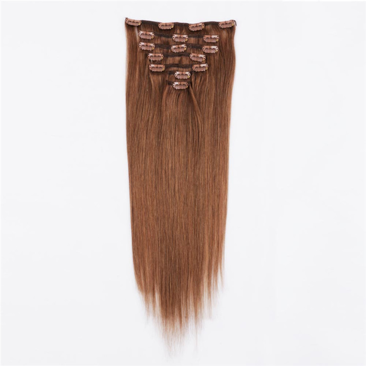 China remy human clip in hair extensions factory for white women QM077